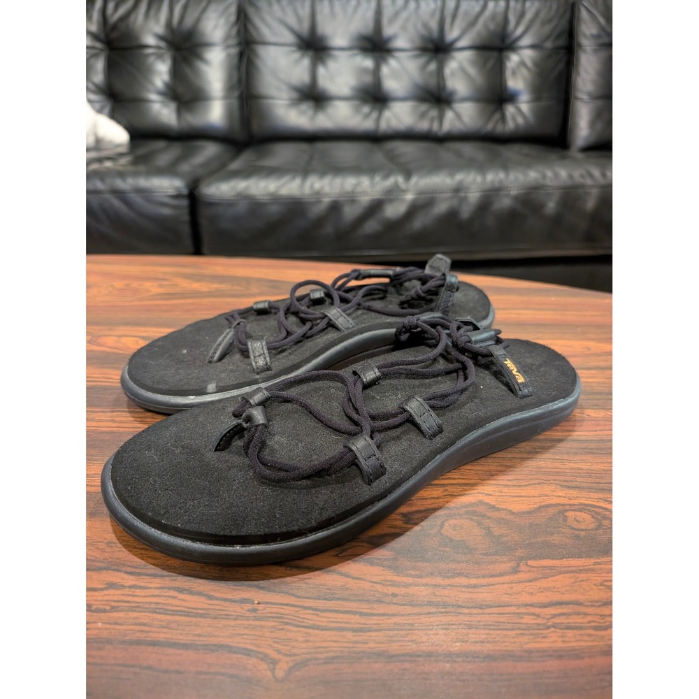 Teva Voya Infinity Sandals Black Bungee Strappy Flip Flops Womens 9 1019622